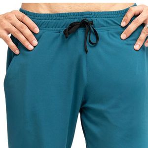 Pantalon de jogging décontracté en coton bleu sarcelle pour homme, taille élastique avec cordon de serrage, coupe droite - Fournisseur en gros - Product Image 2