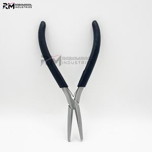 Alicates RMI, producto más popular, de acero inoxidable, con punta plateada y mango negro, punta plana recta. - Product Image 4