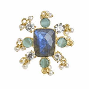Anillo de Labradorita con Racimo de Piedras de Laxmi Jewellers, Chapado en Oro de 18K, Joyería de Moda para Mujer, Regalo - Product Image 1