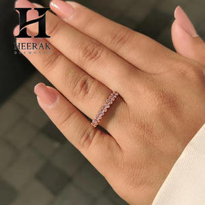 Bague d'éternité ovale en or 14 carats avec saphir rose/diamant - Bague élégante à superposer pour femmes - Product Image 5