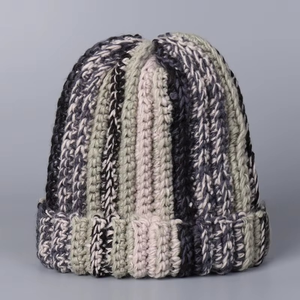 Custom Hand Knitted Knit <b>Cap</b> <b>Winter</b> Warm Colorful Stripes Beanie OEM Service Available Casual Fashion Daily Beanie - Product Image 2