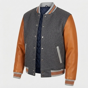 Blouson universitaire personnalisé en laine pour homme, fermeture éclair, style streetwear, tenue d'équipe, logo frontal, motif cœur, vêtements OEM en gros - Product Image 6