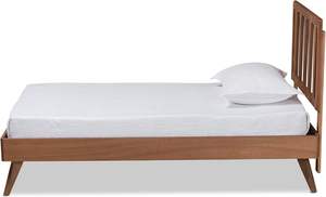 Cama de tamaño completo de madera con acabado de nogal de Fresno contemporáneo para dormitorio de niños Diseño moderno y elegante duradero para sala de estar Hotel - Product Image 6