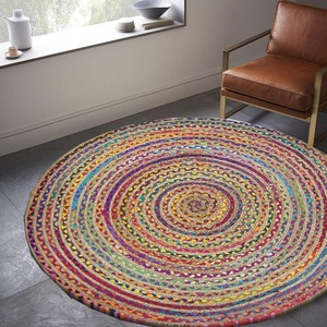 Tapis rond en jute et coton de qualité supérieure, tapis tissé élégant pour la maison, le salon et la chambre, disponible au meilleur prix - Product Image 1