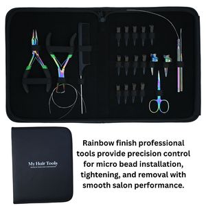 Hair Extension Tools Kit Tail <b>Comb</b> <b>Parting</b> Finger Styling Sectioning Clips Scissors Loop Wire Hook Tool Crimping Remover Plier - Product Image 6