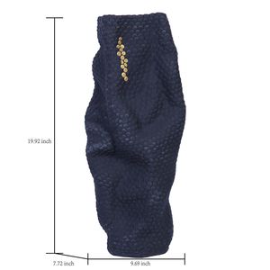 Vase moderne élégant en céramique noire avec accents dorés Vase en porcelaine au design unique - Product Image 3