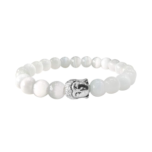 High Quality Selenite <b>Beads</b> Buddha <b>Bracelet</b> Romantic Gift Fashion Charm Jewelry for <b>Men</b> Women Energy Meditation - Product Image 1