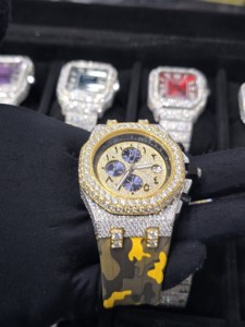 Reloj de Lujo Antiguo de Dos Tonos con Diamantes Redondos, Cuarzo Analógico, para Hombre, Acero Inoxidable, Cristal de Zafiro, 41MM - Product Image 3