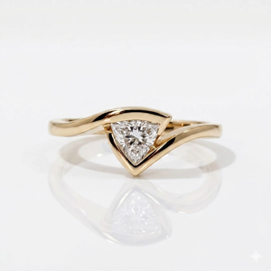 IGI Certified D color VVS Trillion Tension Set <b>Diamond</b> Bypass Engagement <b>Ring</b> 18K Solid Gold Lab <b>Diamond</b> <b>Ring</b> Geometric Jewelry - Product Image 1