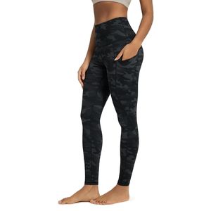 Earth Tone Pattern Women Yoga Leggings High Rise Tights Nylon Elastane Utility Side Pocket Compression <b>Butt</b> <b>Lift</b> Flexible <b>Pants</b> - Product Image 5