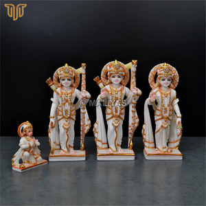Marble Ram Darbar Statue 12 Inch | Ram Sita Lakshman Hanuman Idol | White Marble Ram Darbar | MALIYAS Jaipur - Product Image 2