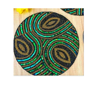 <b>Beaded</b> <b>Placemats</b> And Round Flower Design <b>Placemats</b> 4 PCS Mats & Pads Christmas Home Decor Luxury <b>Beaded</b> <b>Placemats</b> - Product Image 3