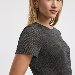 T-shirt à manches courtes en tricot, col rond, couleur unie, coupe classique, vêtements décontractés pour hommes, 100% acrylique - Product Image 4