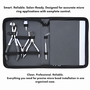 Kit d'outils professionnels pour extensions de cheveux Microlink à bandes adhésives : Pince à sertir les perles, Pince de dépose, Coupe-liens, Outil à crochet, Aiguilles, Peigne et Pinces - Product Image 3