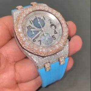 Montre en diamant moissanite de qualité supérieure au prix d'usine, montre sertie de diamants moissanite DEF - Product Image 1