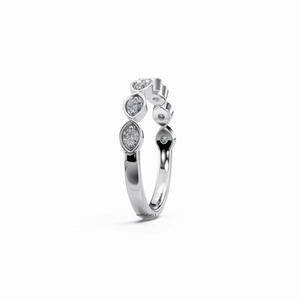 Anillo minimalista de compromiso y boda con diamante cultivado en laboratorio de corte elegante, media eternidad, para mujer, en oro de 10K, 14K, 18K, plata 925, 935. - Product Image 2
