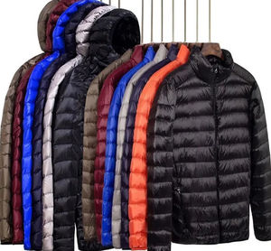 New Heavy Weight Eco-Friendly Winter <b>Puffer</b> <b>Jacket</b> with Hooded Collar Stand Slim Fit Vintage Design Front Logo <b>Thin</b> Style - Product Image 3