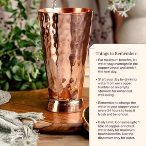 Handcrafted Copper Tumbler with Brass <b>Lid</b> Premium Serving Glass for Water Juice Beverages - Product Image 5