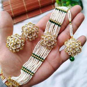 Newest Release Silver Plated Stainless Steel Classic Women's Pakistani Indian Ethnic Wedding Anniversary Necklace Earring <b>Set</b> - Product Image 4