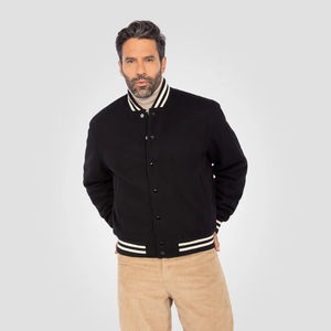 Veste varsity homme OEM, style vintage, logo personnalisé, en cuir, veste bomber de baseball pour homme, respirante - Product Image 1