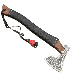 Hacha Vikinga Premium de Acero al Carbono de Alta Calidad Hecha a Mano, Hacha Vikinga Ranger con Mango de Madera y Funda de Cuero - Product Image 3