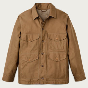 Camisa Chaqueta de Lona Marrón para Hombre con Cierre de Botones y Bolsillos en el Pecho, Estilo Workwear, Corte Regular, para Otoño - Product Image 1