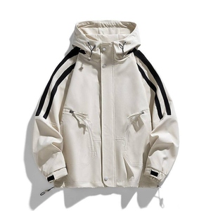 OEM Custom Spring Nonwoven Fashion Outdoor Men's <b>Patchwork</b> Zipper Casual Wear Multiple Pockets Hooded Windbreaker - Product Image 4