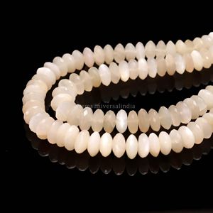 Cuentas de Piedra Lunar Blanca Natural Brillante, Corte Alemán, Forma Rondelle, 8MM 10MM, Venta al por Mayor, Cuentas Facetadas de Piedra Lunar Blanca, 16 Pulgadas - Product Image 6