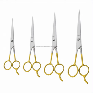 Ensemble de ciseaux professionnels pour barbier, 4 pièces, 4,5 à 7,5 pouces, lames trempées ICE, manche doré, fournisseur en gros OEM ODM - Product Image 2