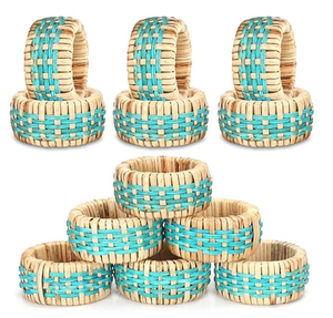 Anneau de serviette en rotin tressé à la main, style moderne et luxueux, thème plage naturel, pour décoration de table de fête ou de mariage, écologique, motif animal - Product Image 1