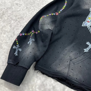 Sudadera con Capucha de la Mejor Calidad a Precio Mayorista, con Serigrafía y Pedrería, 100% Algodón, Tejido de Felpa, Producto de Tendencia para Hombre - Product Image 4