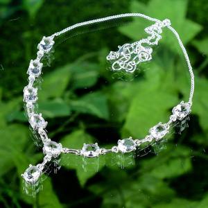 สร้อยคอไวท์โทแพซวินเทจทำมือ เงินแท้ ดีไซน์มินิมอล จี้ห้อยประดับอัญมณี ของขวัญสำหรับผู้หญิงและเด็ก - Product Image 3