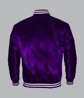 Veste universitaire en satin violet pour homme, col montant, manches longues, veste de baseball respirante, coupe-vent, vêtement d'extérieur pour l'hiver