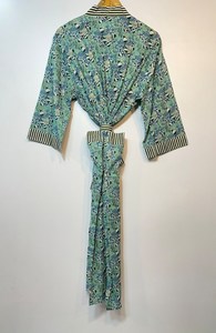 Camisón Kimono con Estampado de Dibujos Animados para Mujer, Algodón Suave, Cuello en V, Cintura Elástica, Largo Completo, Hecho a Mano, ODM - Product Image 2
