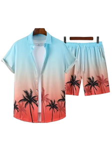 Camisa de Playa con Estampado Floral Hawaiano, Camisa Casual Holgada de Manga Corta para Hombre, Conjunto de Pantalones Cortos - Product Image 2