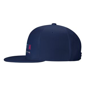 Gorra Snapback Personalizada de 6 Paneles, Azul Marino, Logotipo Bordado Arcoíris en el Panel Frontal, Ajustable, Unisex, de Hilo de Algodón - Product Image 3