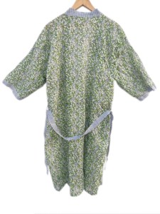 Robe kimono en coton imprimé floral vert – Style bohème, longue, ouverte sur le devant, avec ceinture à nouer à la taille - Product Image 6