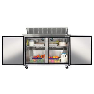 Orikool 48 Attrezzatura di Refrigerazione Commerciale per Cucina, Tavolo Preparazione Sandwich e Insalate, Banco da Macellaio con Coperchio Protettivo, Refrigerato - Product Image 3