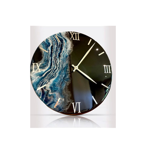 Reloj de Pared de Resina de Lujo, Diseño Analógico de Cuarzo Silencioso, Decoración de Oficina, Patrón de Dibujos Animados Azul, Funciona con Batería, Dos Piezas, 15 mm - Product Image 1