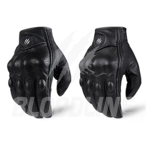 Black Leather Motorcycle <b>Gloves</b> Wrist Length Breathable Unlined Sporty Style for Cycling Outdoor Sports Four Seasons Use - Product Image 3