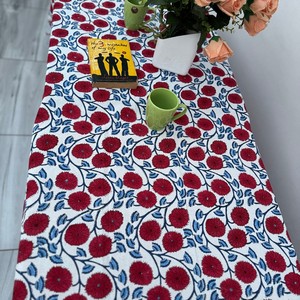 Unique Simple Floral Hand Block Printed Indian Cotton Eco-Friendly Durable <b>Table</b> <b>Cover</b> for <b>Table</b> Styling Jaipuri - Product Image 6