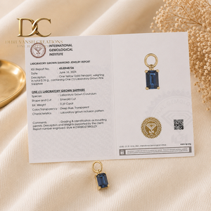 9K Solid Gold Minimalist Charm Pendant With Lab Grown Royal <b>Blue</b> <b>Sapphire</b> Claw Setting Women <b>Bracelet</b> Necklace Fine Jewelry - Product Image 6