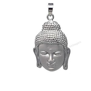Pendentif visage de bouddha en argent sterling plaqué or blanc pour unisexe - Product Image 1