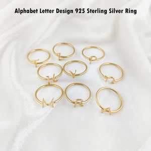 925 Silver “P” <b>Initial</b> Letter <b>Ring</b> – Handmade Gold Plated Stackable Band for Women - Product Image 2