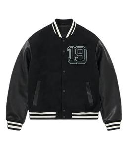 Chaqueta Varsity de Lana Personalizada para Hombre, Estilo Urbano, Chaqueta de Béisbol con Mangas de Cuero y Logotipo Bordado para Invierno - Product Image 3