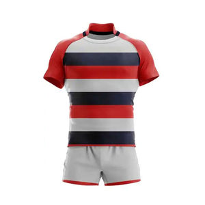 Maillot de rugby blanc pas cher, personnalisable, couleur personnalisée, uniforme de rugby pour homme, nouveau design, maillot de rugby tout noir - Product Image 1