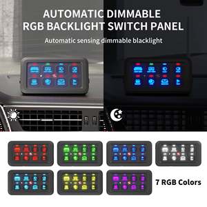 <b>RGB</b> LED 8 Gang Switch Panel Kit <b>Control</b> Relay System With Automatic Dimmable For Automotive Use - Product Image 4