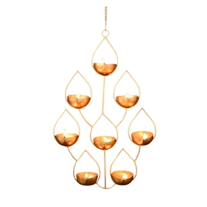 Wholesale Luxury Metal Lotus Candle Holder <b>Set</b> Of 2 Glass T-light Cup Wedding Centerpiece Diwali Home Decor Candlestick - Product Image 2