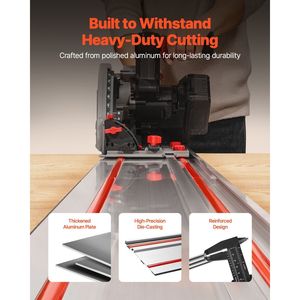 Guida per sega a nastro con gamma di taglio 110, include 4 binari estrusi in alluminio da 27,5 e 3 connettori, compatibile con il prodotto a binario di guida. - Product Image 4