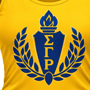 <b>Womens</b> Golden Yellow Tank <b>Top</b> Greek Letter Sigma Gamma Rho Laurel Crest Graphic Sleeveless Scoop Neck Casual Sportswear Shirt - Product Image 2